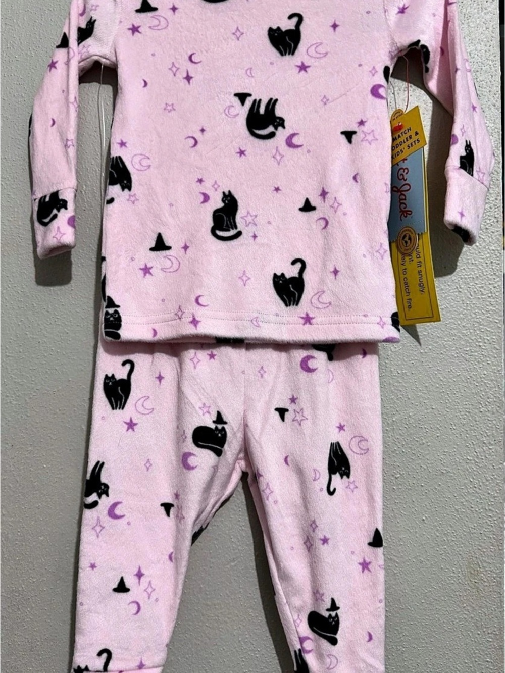 Cat & Jack Halloween Witch Cats Snuggly Soft Pajama Set Pajama Set Baby 12M Pink